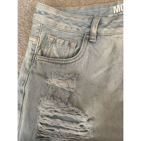 SWS Denim High Rise Distressed Mom‎ Jean Shorts 32" Waist Light Wash Grunge Y2K - Picture 3 of 9